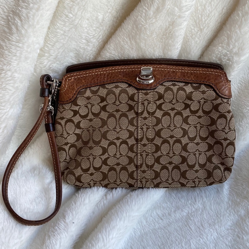 SOLD - Coach Monogram Turnlock Wristlet